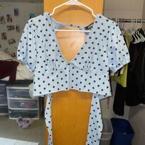 Missguided puff sleeve polka dot top